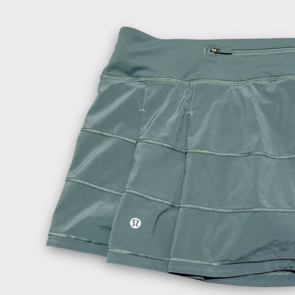 Lululemon Pace Rival Skirt 6 Juniper Green *4-way Stretch 13" Pockets Panels EUC - Picture 3 of 6